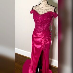 Fuchsia hot pink prom dress, prom dress, formal dress or gala gown